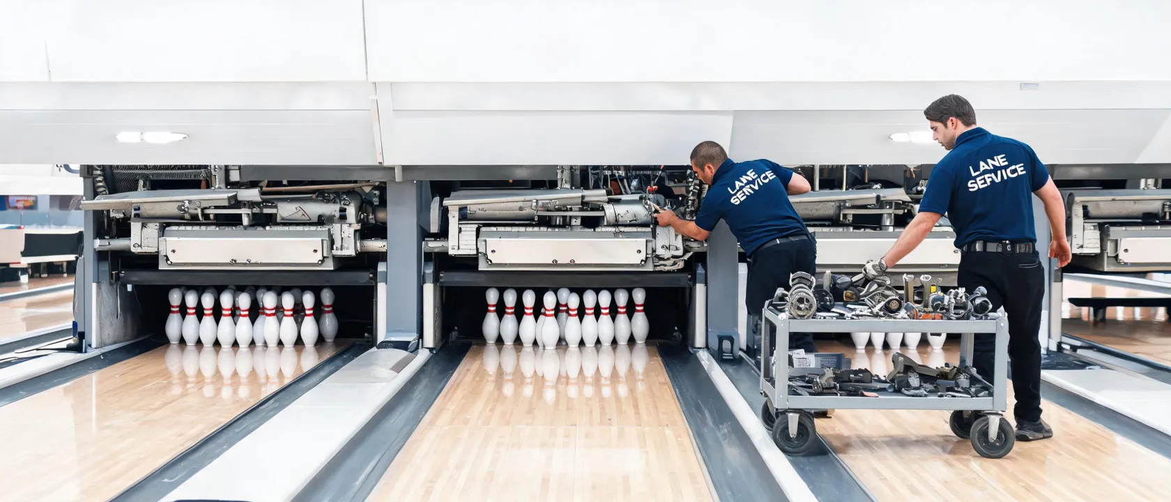 Bowling center field service crew
